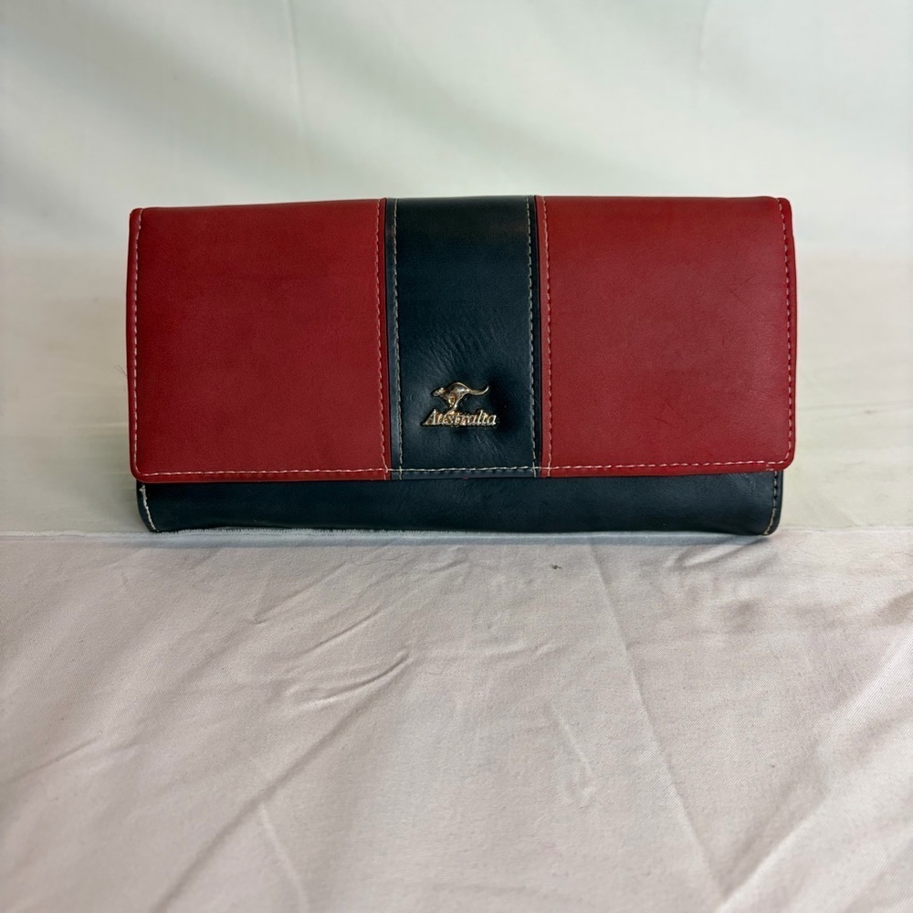 Australia Kangaroo Logo Wallet Red Blue Clutch Organizer